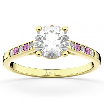 Cathedral Pink Sapphire & Diamond Engagement Ring 14k Yellow Gold (0.20ct)