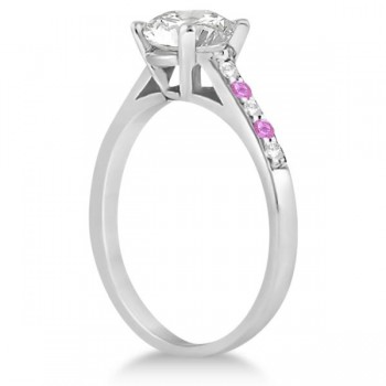 Cathedral Pink Sapphire & Diamond Engagement Ring Palladium (0.20ct)