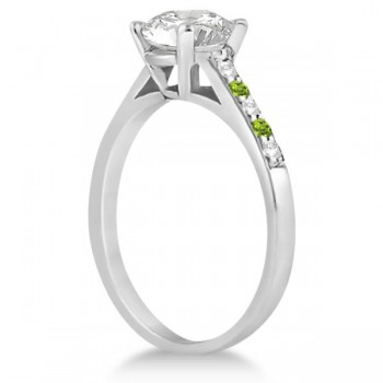 Cathedral Peridot & Diamond Engagement Ring 14k White Gold (0.20ct)
