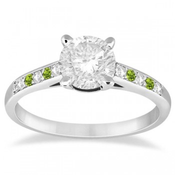 Cathedral Peridot & Diamond Engagement Ring Platinum (0.20ct)