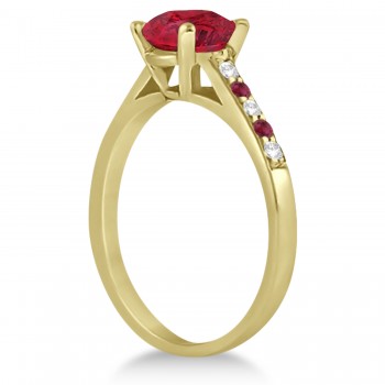 Cathedral Ruby & Diamond Engagement Ring 14k Yellow Gold (1.20ct)