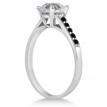 Cathedral Salt & Pepper & Black Diamond Engagement Ring 14k White Gold (1.20ct)