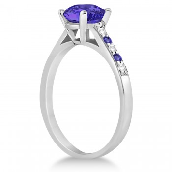Cathedral Tanzanite & Diamond Engagement Ring 18k White Gold (1.20ct)