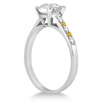 Cathedral Yellow Sapphire & Diamond Engagement Ring Palladium (0.20ct)