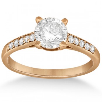 Cathedral Pave Lab Grown Diamond Engagement Ring Setting 14k Rose Gold (0.20ct)