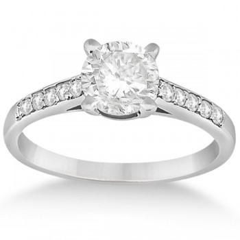 Cathedral Pave Lab Grown Diamond Engagement Ring Setting 14k White Gold (0.20ct)