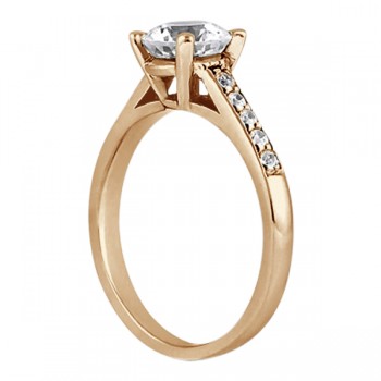 Cathedral Pave Lab Grown Diamond Engagement Ring Setting 18k Rose Gold (0.20ct)