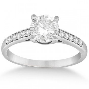 Cathedral Pave Lab Grown Diamond Engagement Ring Setting 18k White Gold (0.20ct)
