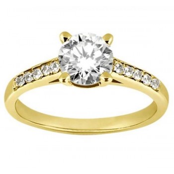 Cathedral Pave Lab Grown Diamond Engagement Ring Setting 18k Yellow Gold (0.20ct)