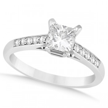 Cathedral Princess Cut Diamond Engagement Ring 14k White Gold (0.75ct)