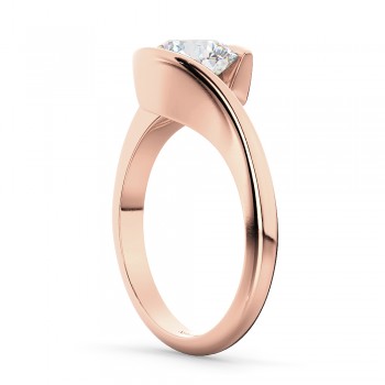 Tension Set Solitaire Moissanite Engagement Ring 14k Rose Gold 0.75ct