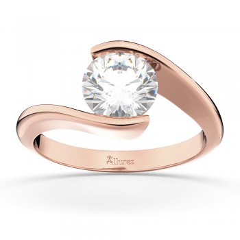 Tension Set Swirl Solitaire Engagement Ring Setting 14k Rose Gold