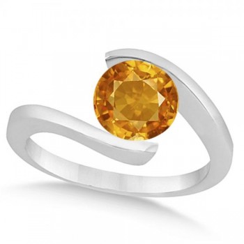 Tension Set Solitaire Citrine Engagement Ring 14k White Gold 1.00ct