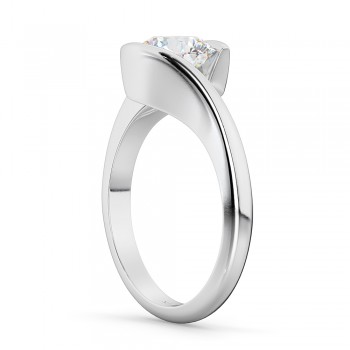 Tension Set Solitaire Lab Diamond Engagement Ring 14k White Gold 1.25ct