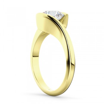 Tension Set Solitaire Lab Diamond Engagement Ring 14k Yellow Gold 0.50ct