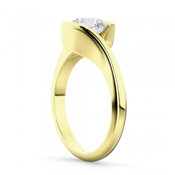 Tension Set Solitaire Lab Diamond Engagement Ring 14k Yellow Gold 1.25ct