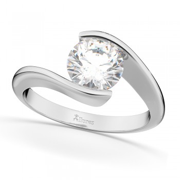 Tension Set Solitaire Moissanite Engagement Ring in Palladium 0.50ct