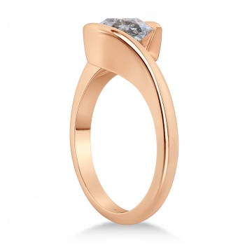 Tension Set Solitaire Salt & Pepper Diamond Engagement Ring 14k Rose Gold 0.50ct