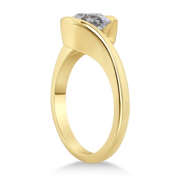 Tension Set Solitaire Salt & Pepper Diamond Engagement Ring 14k Yellow Gold 0.75ct