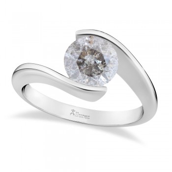 Tension Set Solitaire Salt & Pepper Diamond Engagement Ring in Palladium 0.50ct