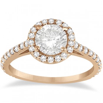 Halo Diamond Cathedral Engagement Ring Setting 14k Rose Gold (0.64ct)