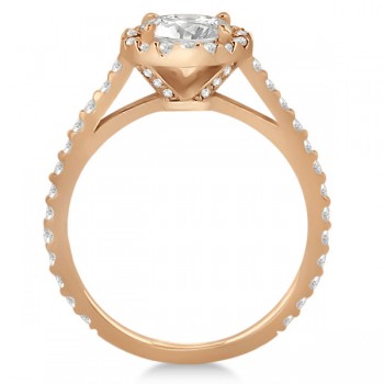 Halo Diamond Cathedral Engagement Ring Setting 14k Rose Gold (0.64ct)