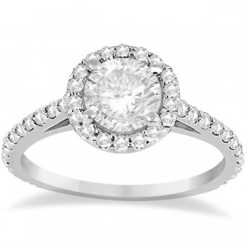 Halo Diamond Cathedral Engagement Ring Setting 14k White Gold (0.64ct)