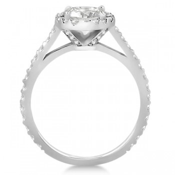 Halo Diamond Cathedral Engagement Ring Setting 18k White Gold (0.64ct)