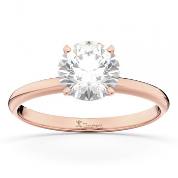 Four-Prong 14k Rose Gold Solitaire Engagement Ring Setting
