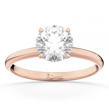 Four-Prong 18k Rose Gold Solitaire Engagement Ring Setting