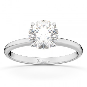 Four-Prong 18k White Gold Solitaire Engagement Ring Setting