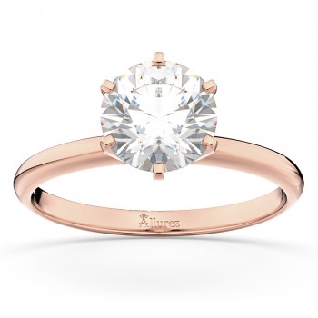 Six-Prong 14k Rose Gold Solitaire Engagement Ring Setting