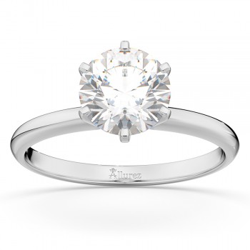 Six-Prong 14k White Gold Solitaire Engagement Ring Setting