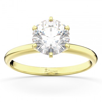 Six-Prong 14k Yellow Gold Solitaire Engagement Ring Setting