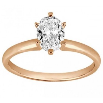 Six-Prong 14k Rose Gold Engagement Ring Solitaire Setting