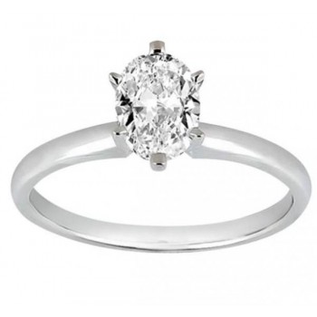 Six-Prong 14k White Gold Engagement Ring Solitaire Setting