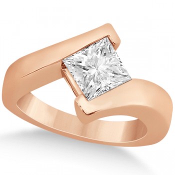 Solitaire Princess Diamond Tension Set Engagement Ring 14k Rose Gold (0.50ct)