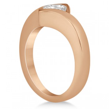 Solitaire Princess Diamond Tension Set Engagement Ring 14k Rose Gold (0.50ct)