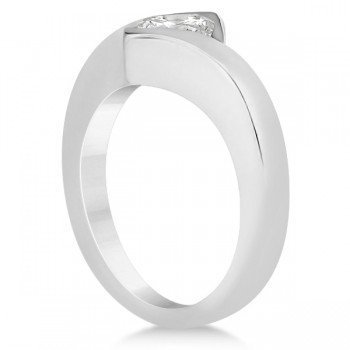 Solitaire Princess Diamond Tension Set Engagement Ring 14k White Gold (1.00ct)