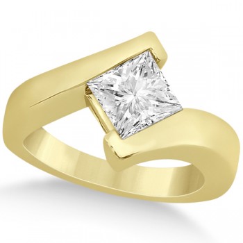 Solitaire Princess Diamond Tension Set Engagement Ring 14k Yellow Gold (0.50ct)