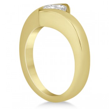 Solitaire Princess Diamond Tension Set Engagement Ring 14k Yellow Gold (0.50ct)