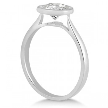 Floating Bezel Set Solitaire Engagement Ring Setting 14K White Gold