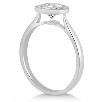 Floating Bezel Set Solitaire Diamond Engagement Ring Setting 18K White Gold