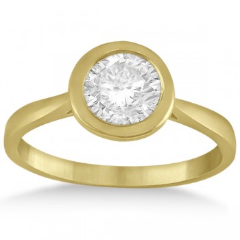 Floating Bezel Set Solitaire Engagement Ring Setting 18K Yellow Gold