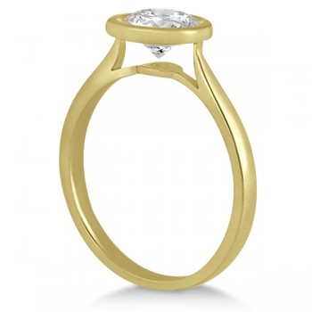 Floating Bezel Set Solitaire Engagement Ring Setting 18K Yellow Gold