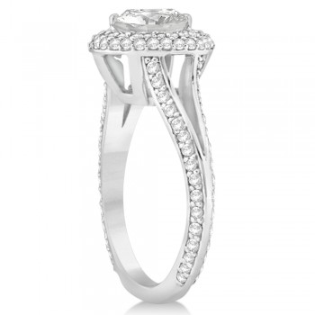 Double Halo Diamond Engagement Ring Setting 14k White Gold (1.00ct)