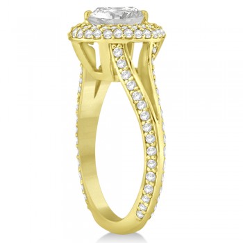 Double Halo Diamond Engagement Ring Setting 18k Yellow Gold (1.00ct)