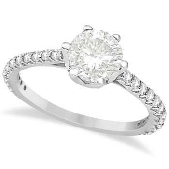 Diamond Accented Moissanite Engagement Ring in Platinum 1.33ctw