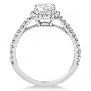 Halo Moissanite Engagement Ring Diamond Accents 14K White Gold 2.00ct