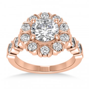 Diamond Petal Styled Engagement Ring 14k Rose Gold (1.00ct)